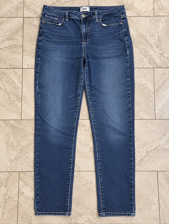 PAIGE Denim - PAIGE Blue Skinny Faded Jeans. Hoxton Ankle Jeans. Super Soft Stretch.
